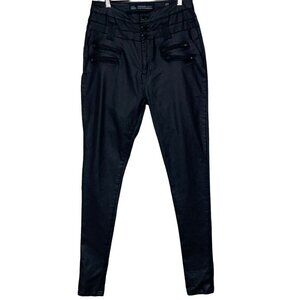 Chic Denim Skylar Coreset Skinny High Waisted Black Jeans Size 14 Faux Leather